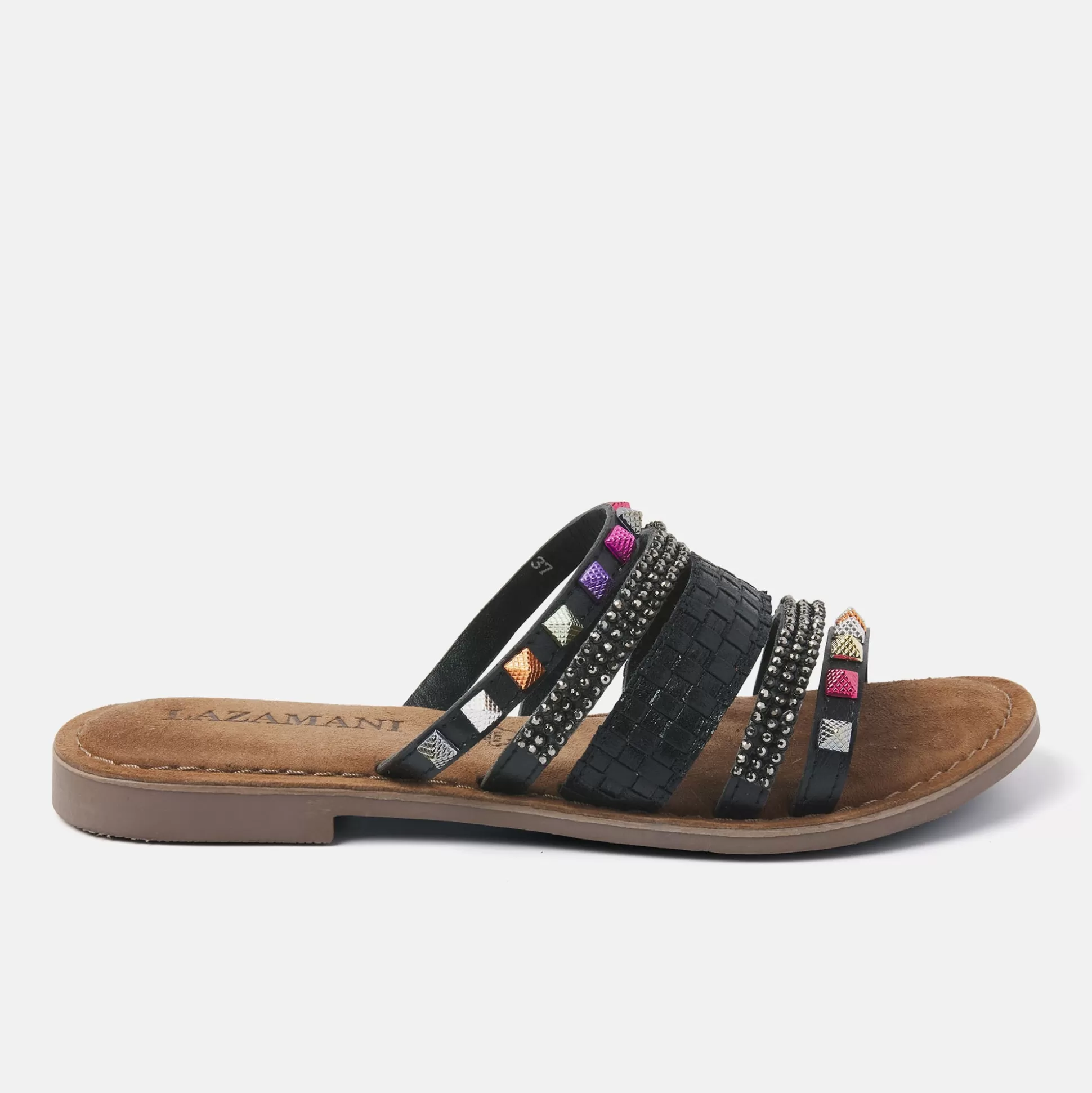 Vrouw Lazamani Dames Slippers 75.403 Black Combi